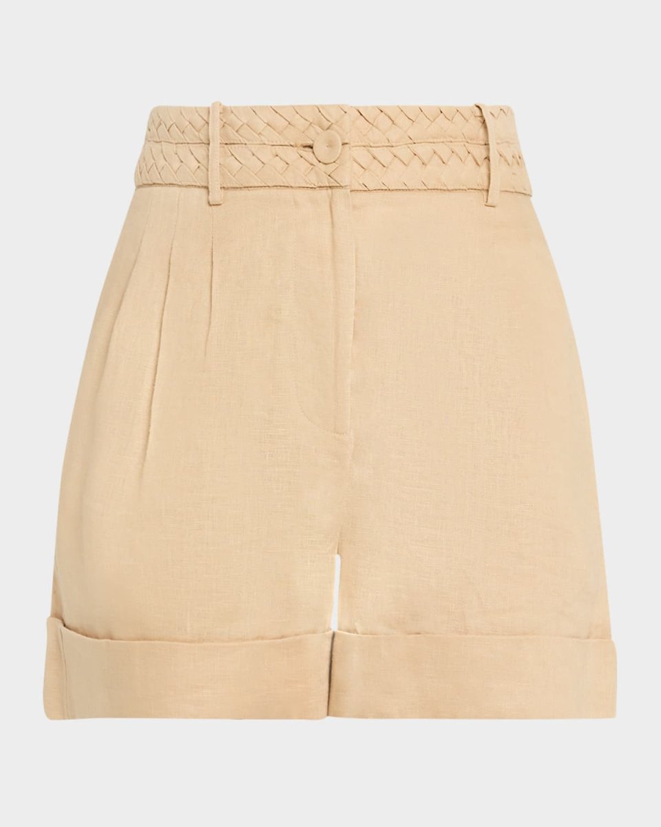 Uma Braided Pleated Linen Shorts